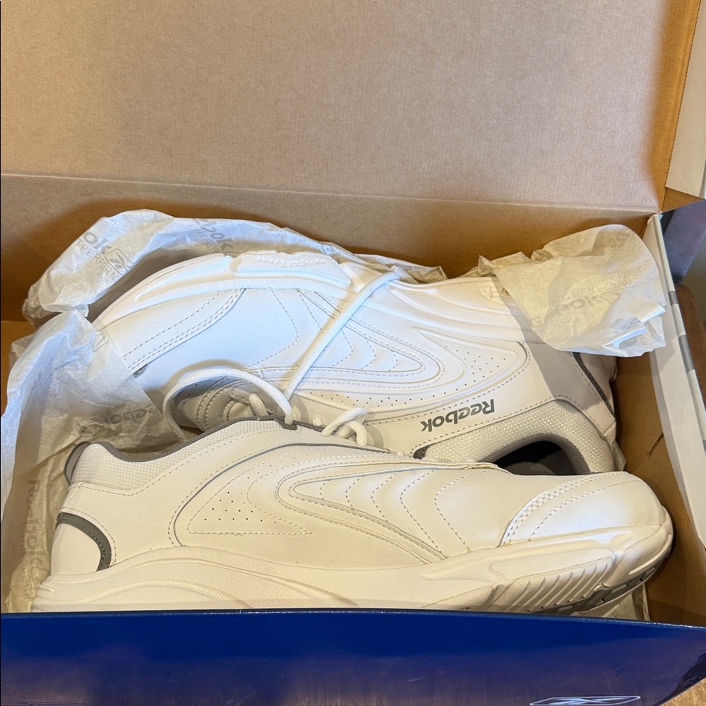 Reebok White Men's Leather Athletic Sneakers